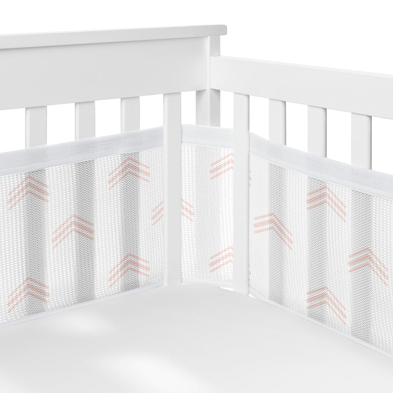 Boho Fringe White and Pink Collection Sweet Jojo Designs 6 Piece Crib Bedding + BreathableBaby Breathable Mesh Liner
