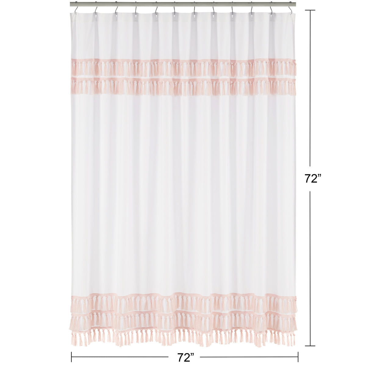 Boho Fringe White and Pink Collection Shower Curtain