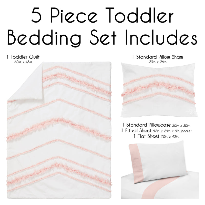Boho Fringe White and Pink Collection Toddler Bedding