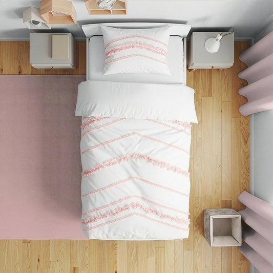 Boho Fringe White and Pink Collection Toddler Bedding