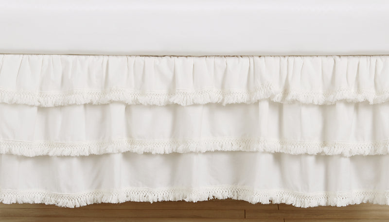 Boho Fringe Collection 3 Tiered Crib Bed Skirt