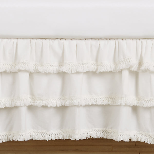 Boho Fringe Collection 3 Tiered Crib Bed Skirt