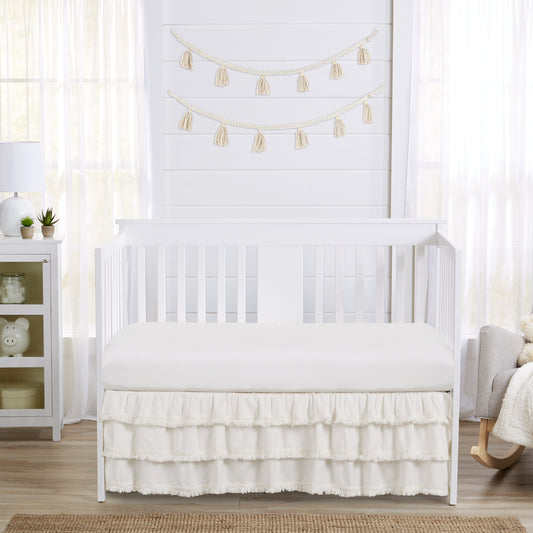 Boho Fringe Collection 3 Tiered Crib Bed Skirt