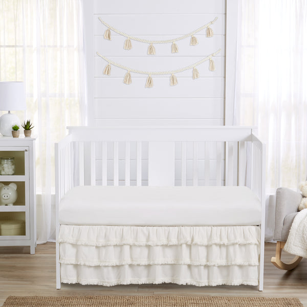 Boho Fringe Collection 3 Tiered Crib Bed Skirt alternate view