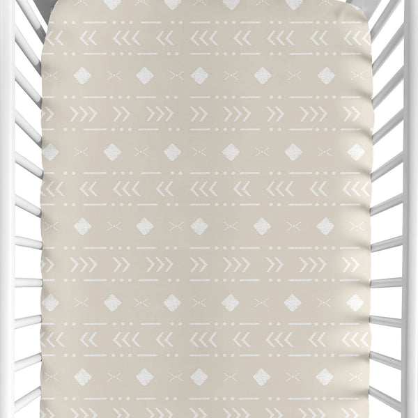 Boho Llama Collection Crib Sheet - Aztec Geometric Print