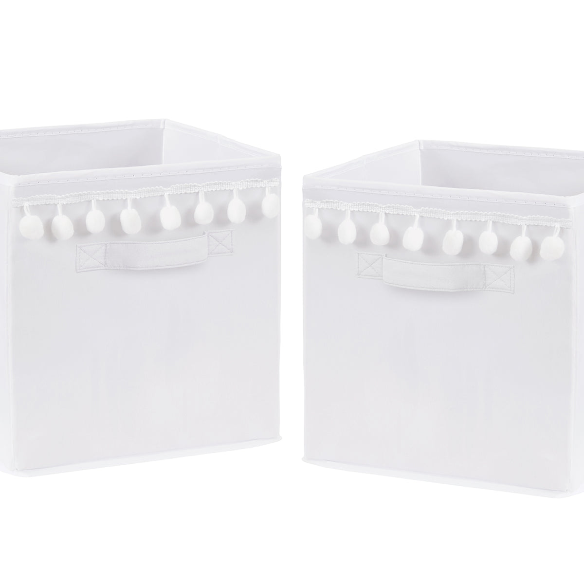Boho Llama Collection White Pom Pom Foldable Fabric Storage Bins
