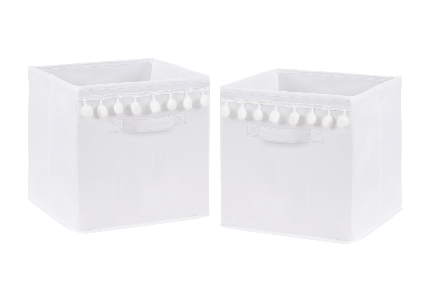 Boho Llama Collection White Pom Pom Foldable Fabric Storage Bins