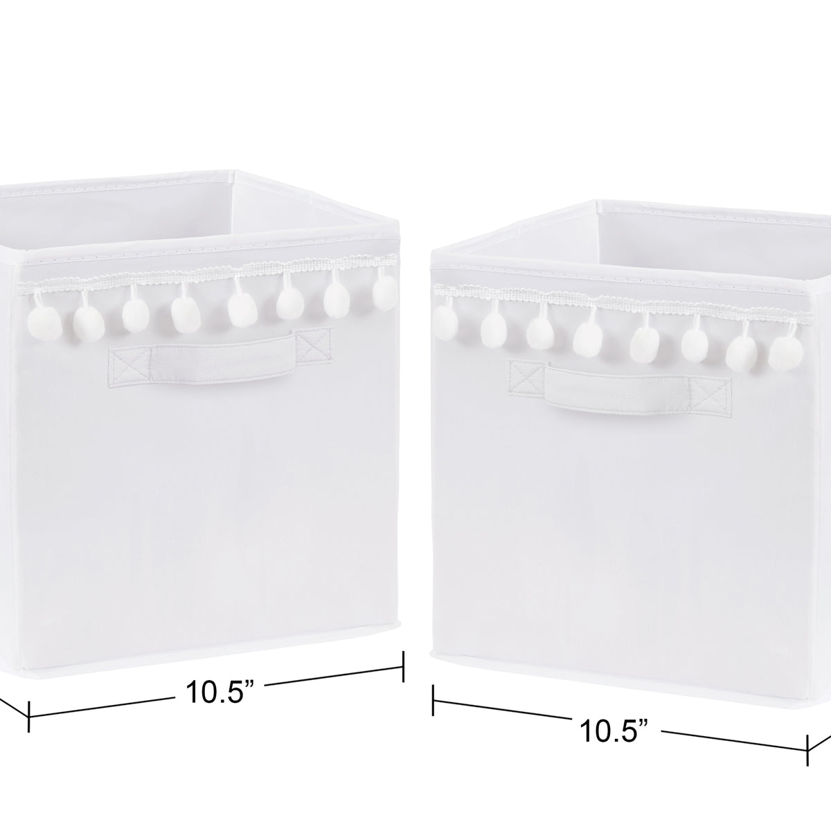 Boho Llama Collection White Pom Pom Foldable Fabric Storage Bins