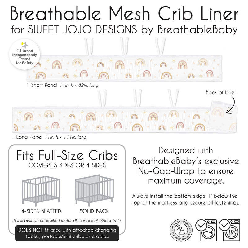 Boho Rainbow Collection Sweet Jojo Designs + BreathableBaby Breathable Mesh Crib Liner