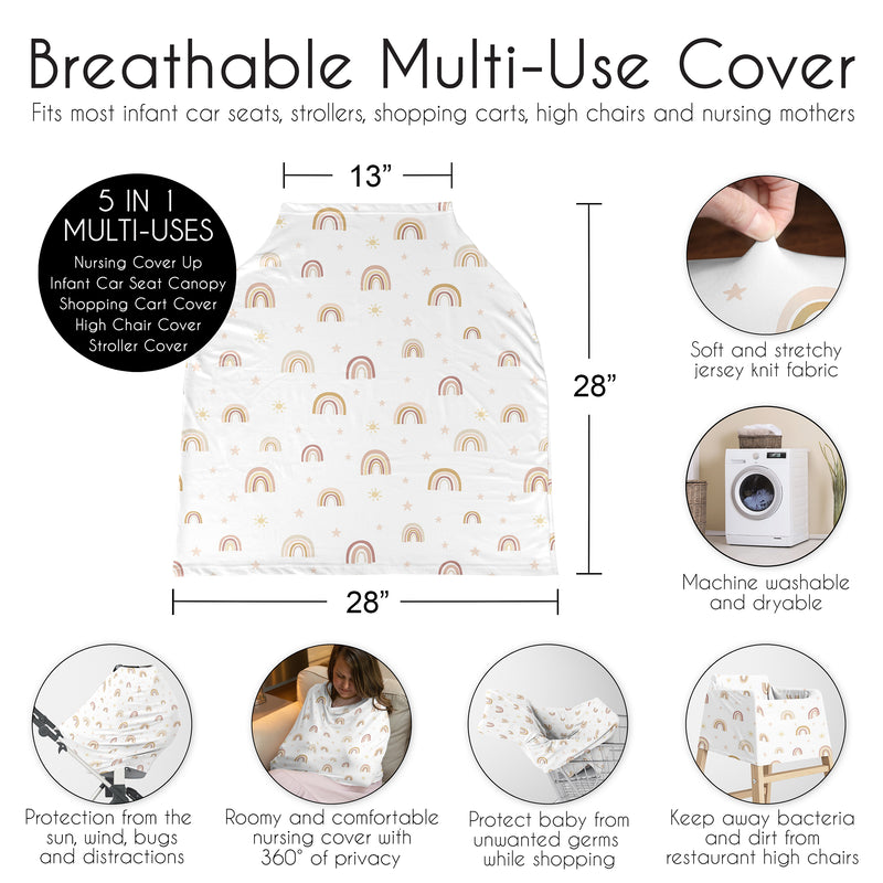 Boho Rainbow Collection Multi Use Baby Car Seat and Nursing Cover