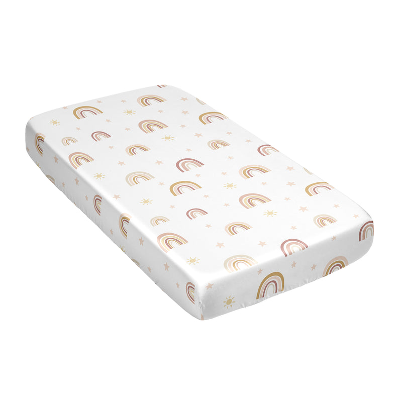 Boho Rainbow Collection Satin Fitted Crib Sheet