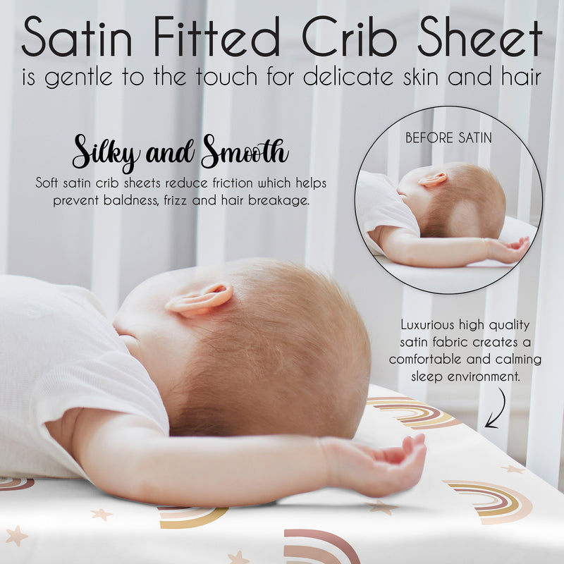 Boho Rainbow Collection Satin Fitted Crib Sheet