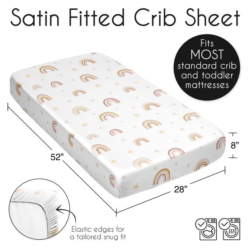 Boho Rainbow Collection Satin Fitted Crib Sheet
