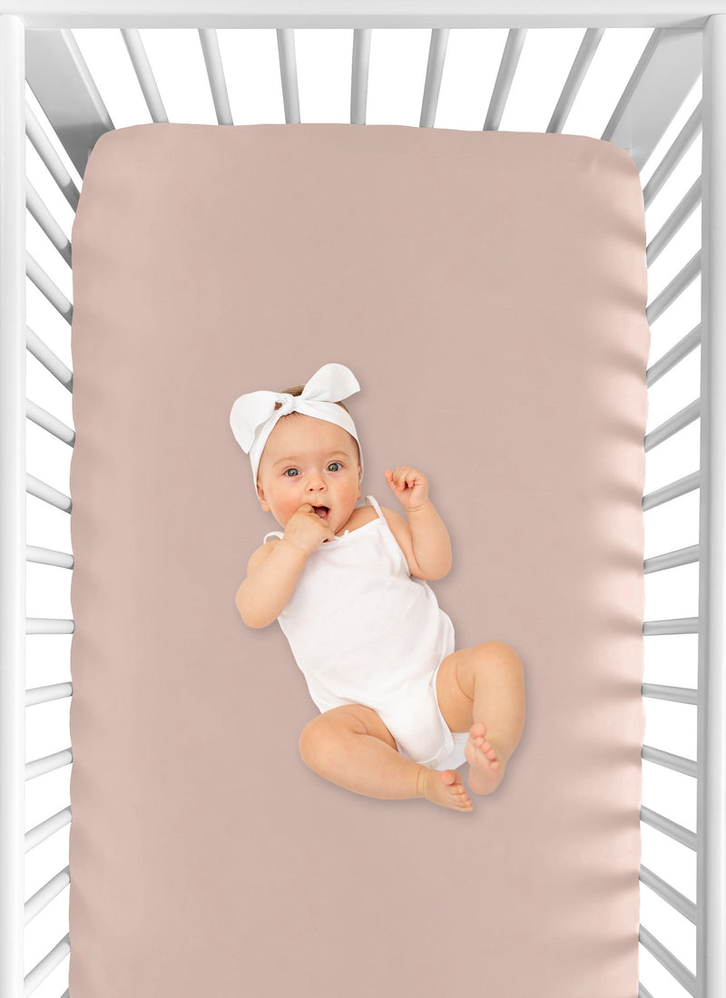 Boho Rainbow Collection Crib Sheet - Solid Dusty Rose