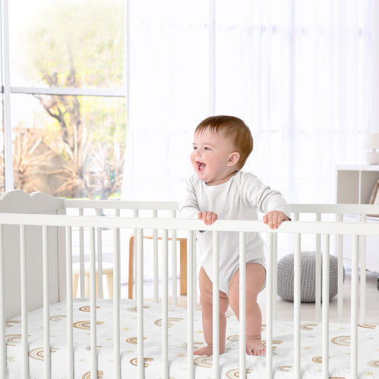 Boho Rainbow Neutral Collection Crib Sheet