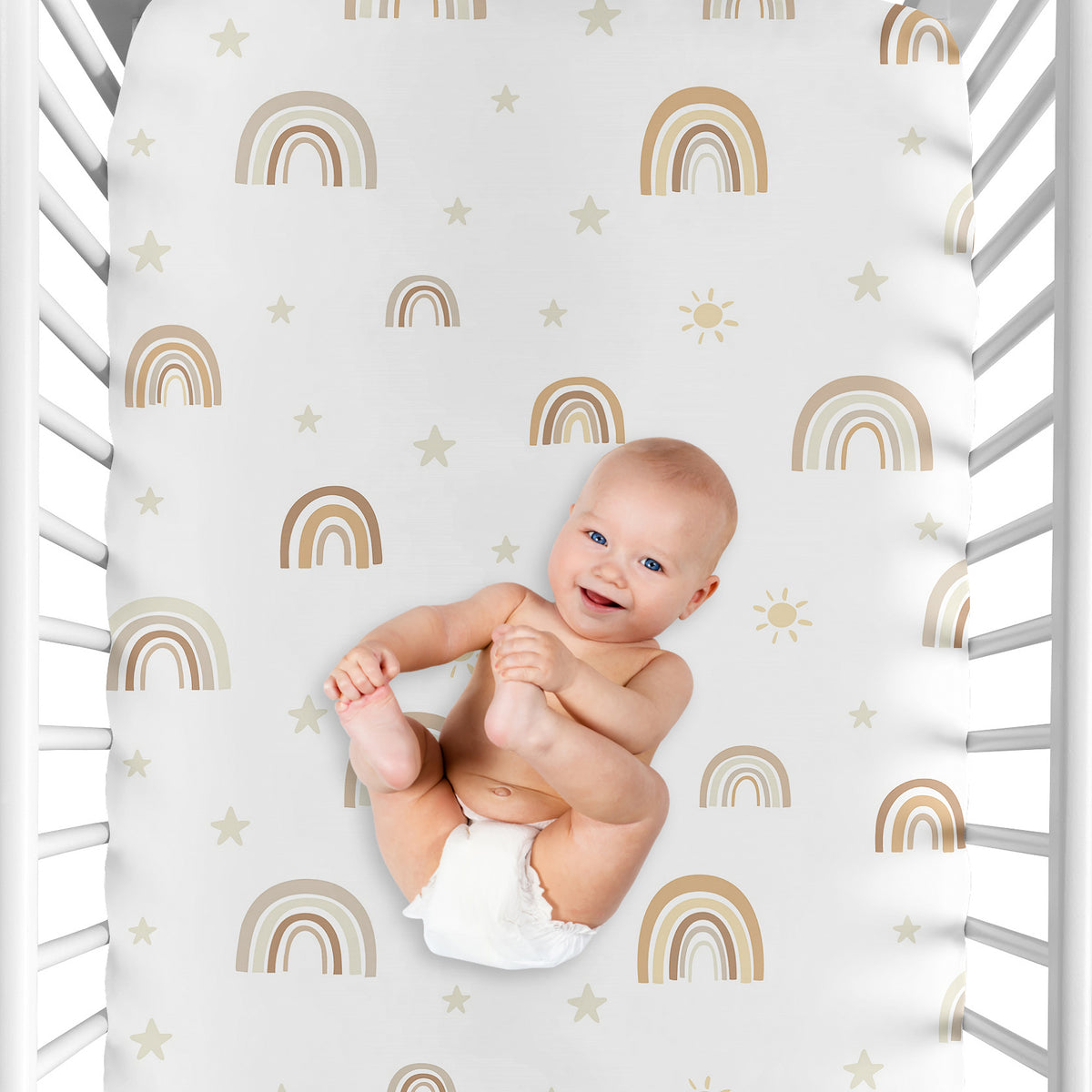 Boho Rainbow Neutral Collection Crib Sheet
