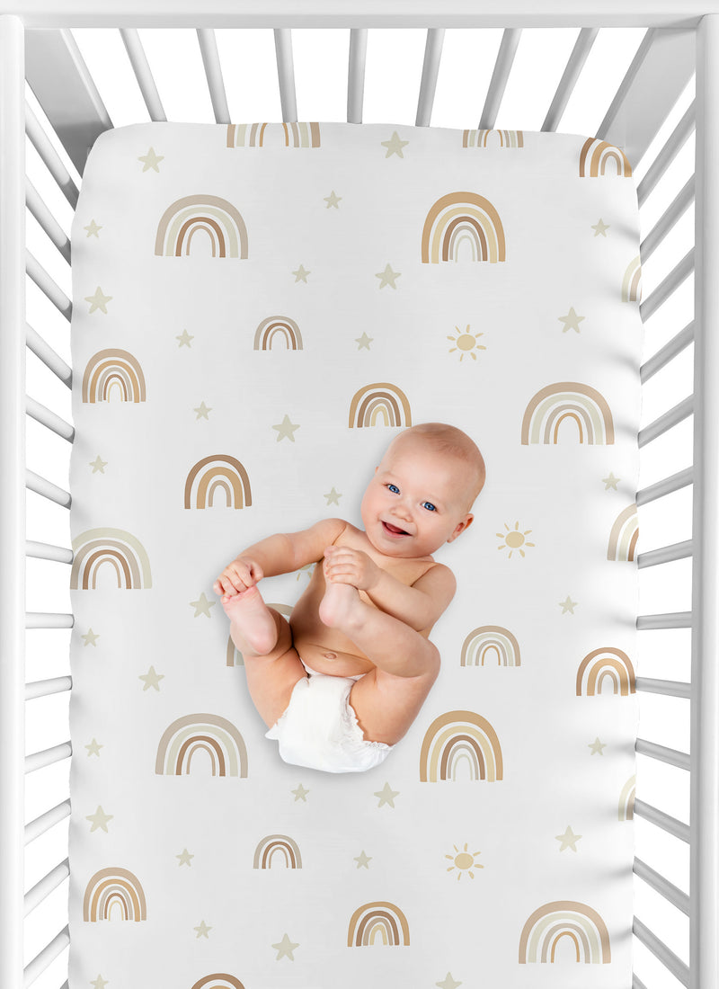 Boho Rainbow Neutral Collection Crib Sheet