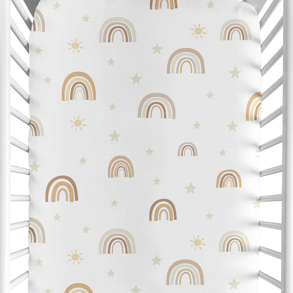 Boho Rainbow Neutral Collection Crib Sheet