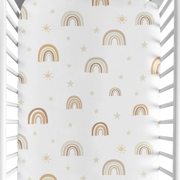 Boho Rainbow Neutral Collection Crib Sheet