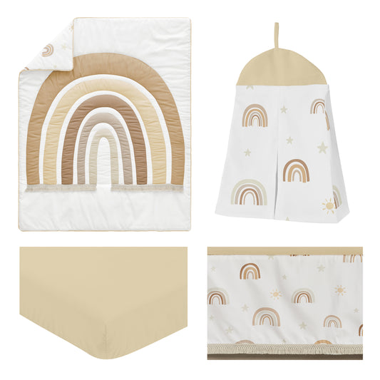 Boho Rainbow Neutral Collection 4 Piece Crib Bedding