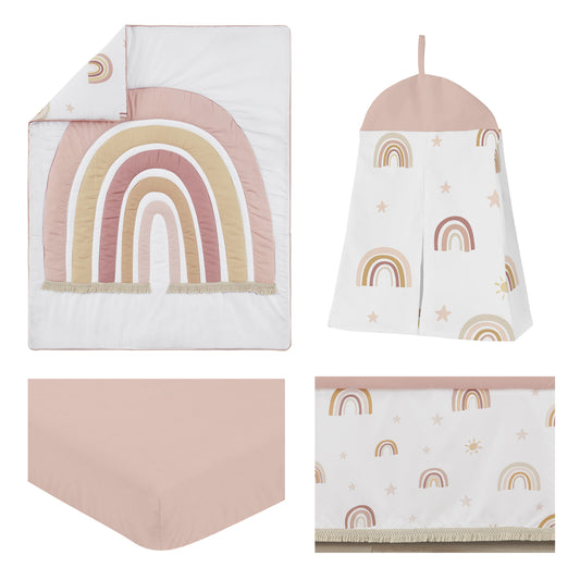 Boho Rainbow Collection 4 Piece Crib Bedding