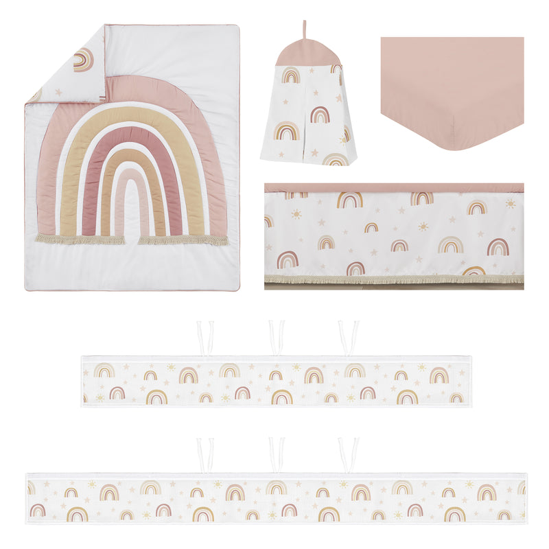 Boho Rainbow Collection Sweet Jojo Designs 6 Piece Crib Bedding + BreathableBaby Breathable Mesh Liner