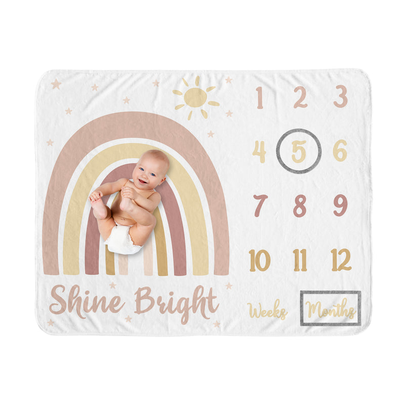 Boho Rainbow Collection Monthly Milestone Baby Blanket