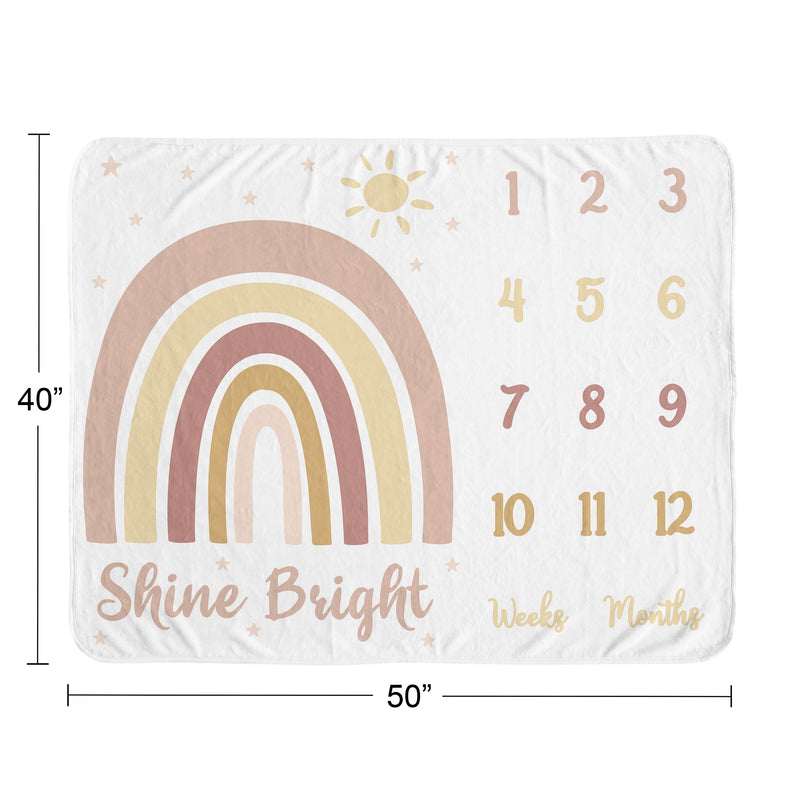 Boho Rainbow Collection Monthly Milestone Baby Blanket