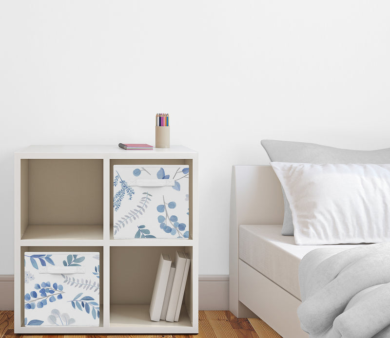 Botanical Blue Collection Foldable Fabric Storage Bins