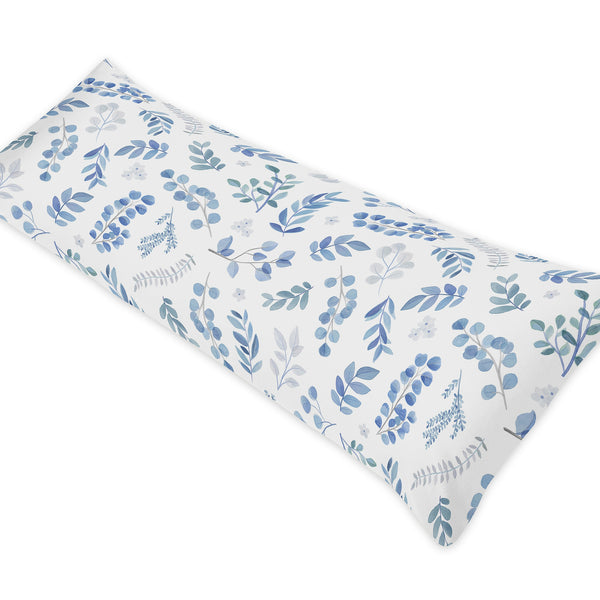 Botanical Blue Collection Full Length Body Pillow Cover