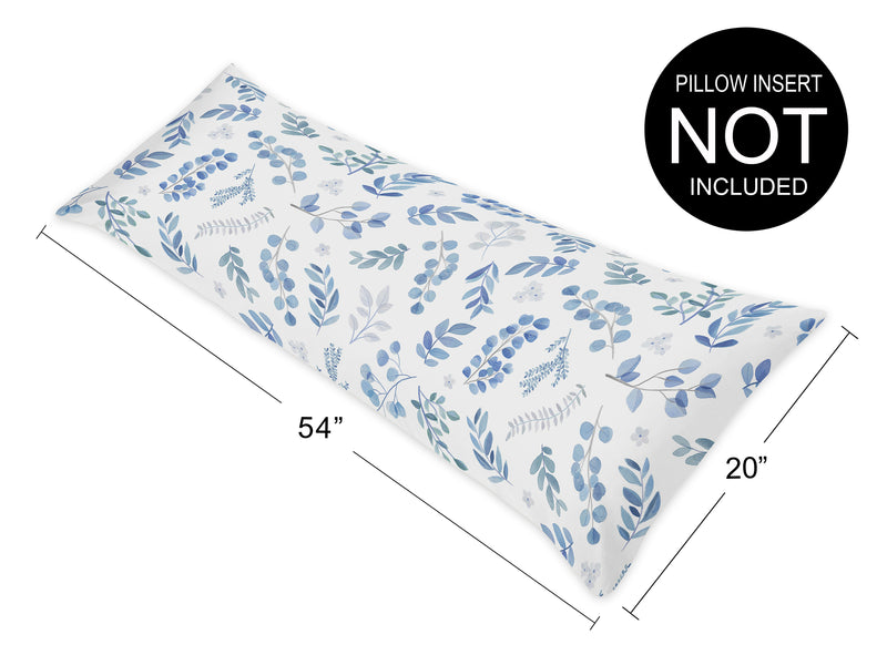 Botanical Blue Collection Full Length Body Pillow Cover