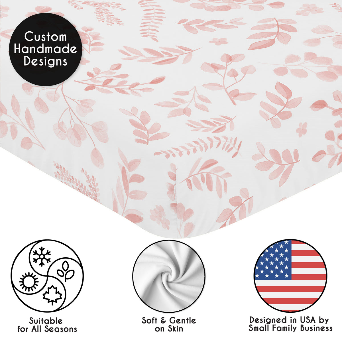 Botanical Blush Pink Collection Crib Sheet
