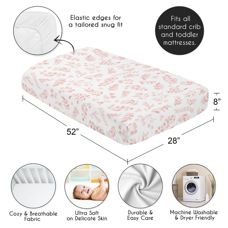 Botanical Blush Pink Collection Crib Sheet