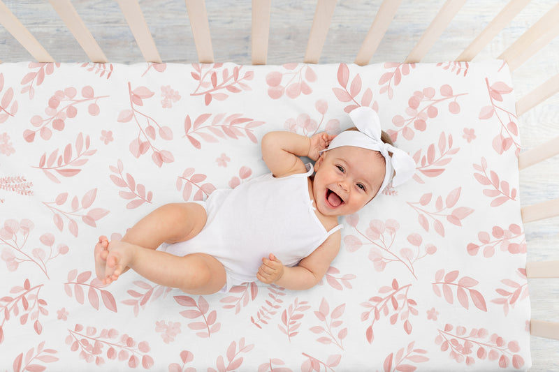 Botanical Blush Pink Collection Crib Sheet