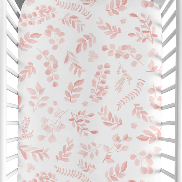 Botanical Blush Pink Collection Crib Sheet