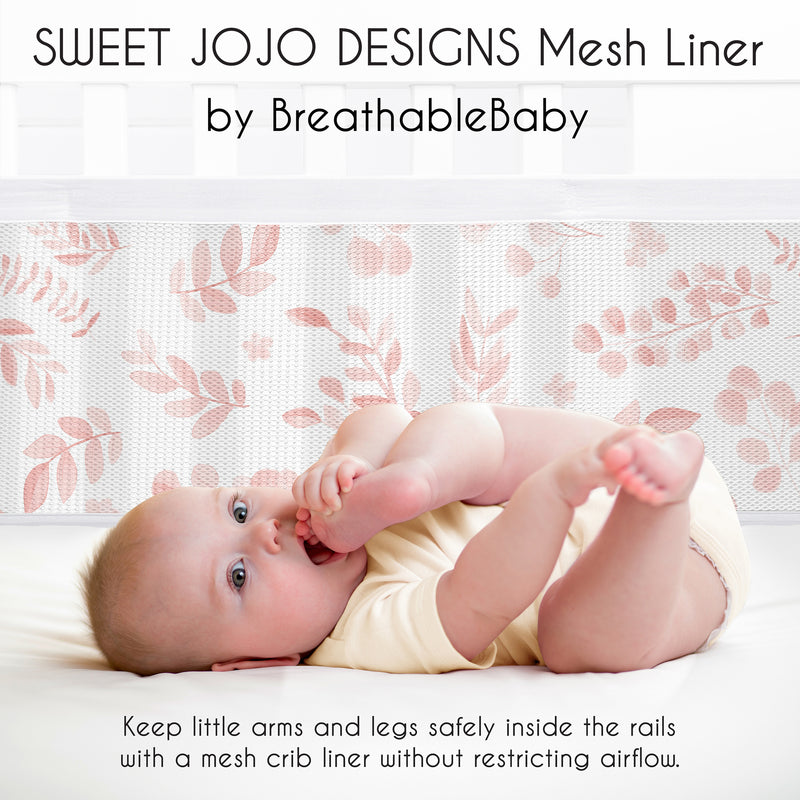 Botanical Blush Pink Collection Sweet Jojo Designs + BreathableBaby Breathable Mesh Crib Liner