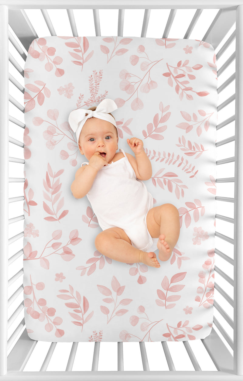 Botanical Blush Pink Collection Mini Crib Sheet