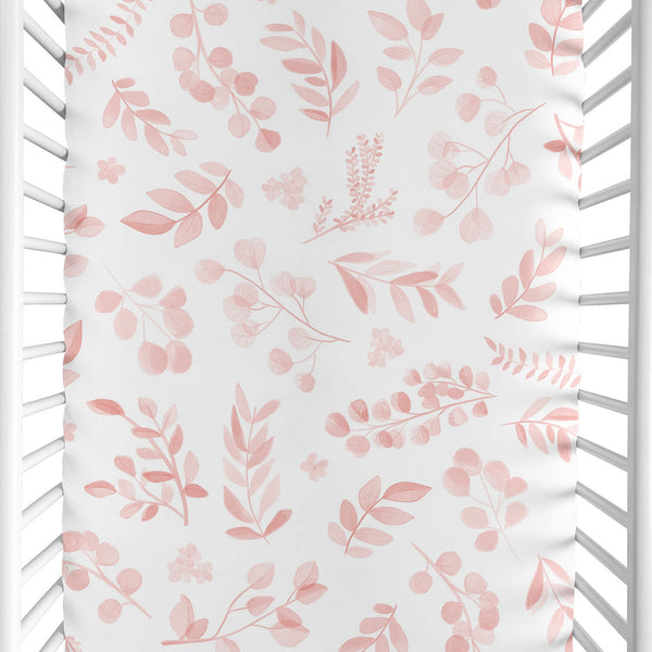 Botanical Blush Pink Collection Mini Crib Sheet