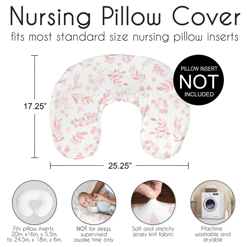 Botanical Blush Pink Collection Nursing Breastfeeding Pillow Cover