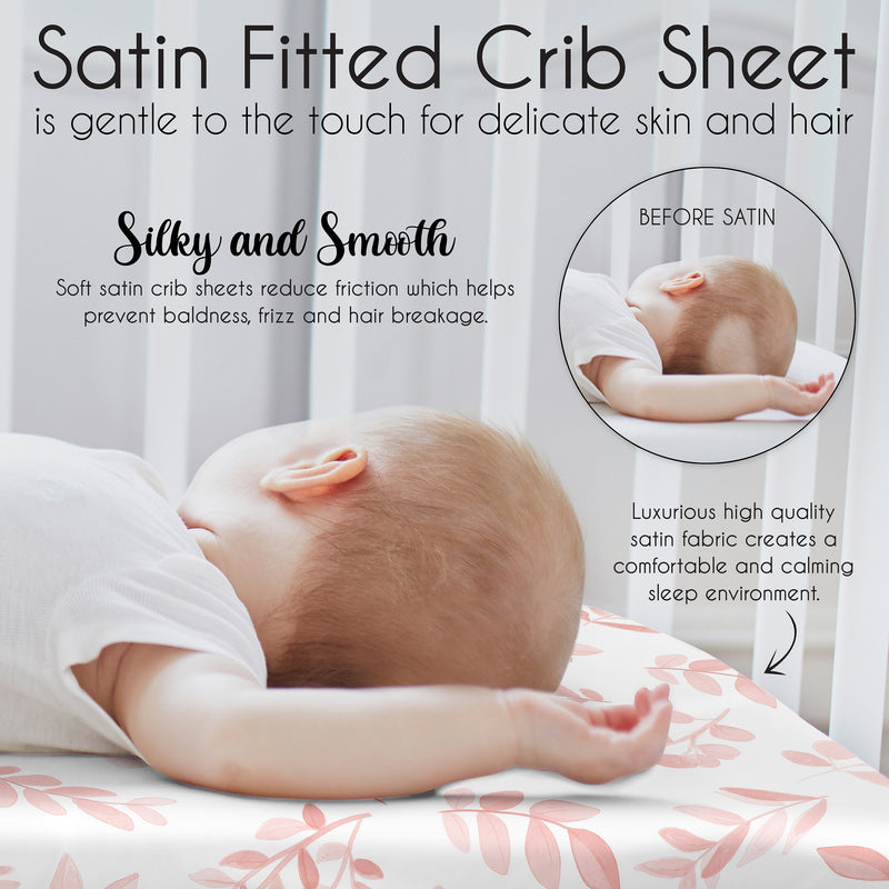 Botanical Blush Pink Collection Satin Fitted Crib Sheet