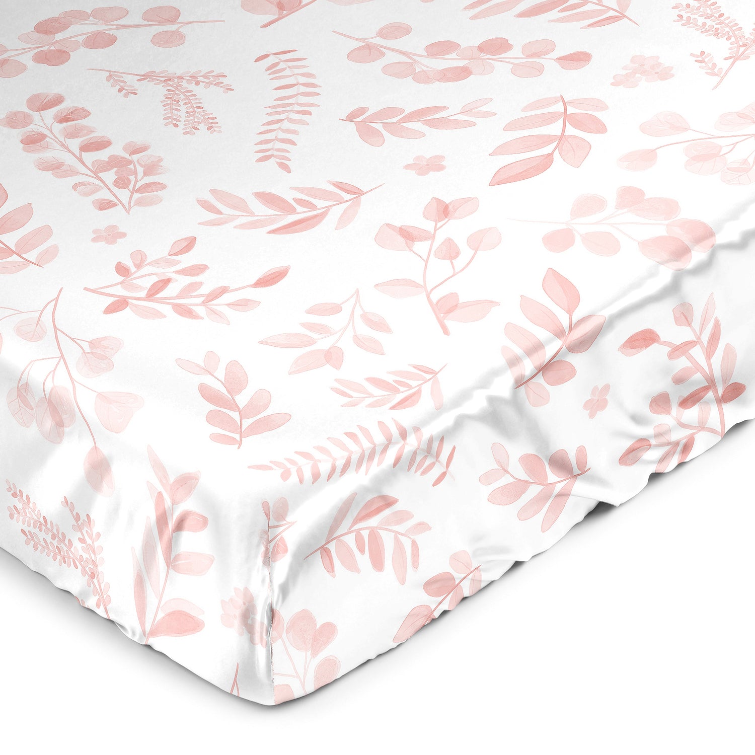 Botanical Blush Pink Collection Satin Fitted Crib Sheet