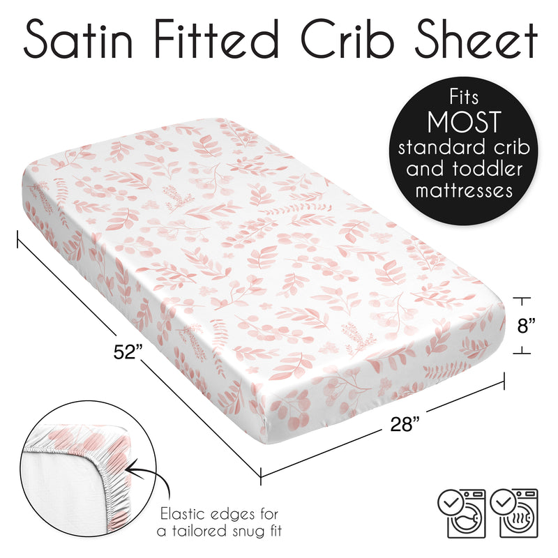 Botanical Blush Pink Collection Satin Fitted Crib Sheet