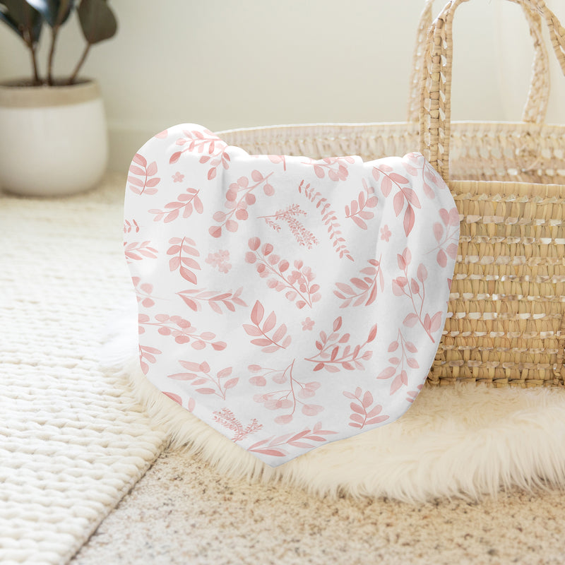 Botanical Blush Pink Collection Baby Swaddle Blanket