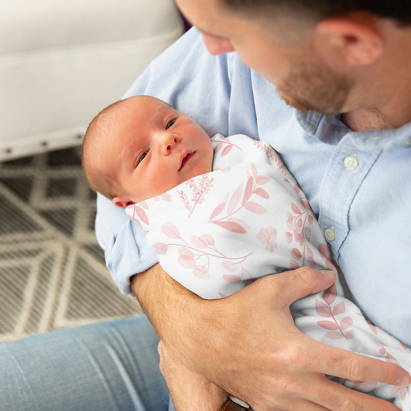Botanical Blush Pink Collection Baby Swaddle Blanket