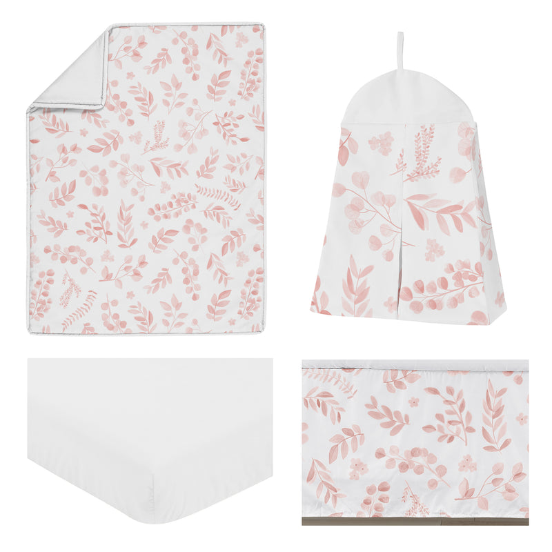Botanical Blush Pink Collection 4 Piece Crib Bedding