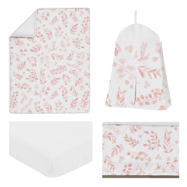 Botanical Blush Pink Collection 4 Piece Crib Bedding alternate view