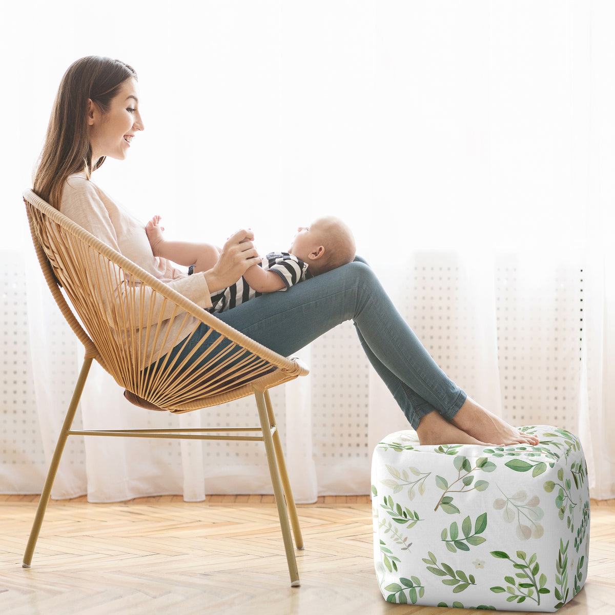 Botanical Collection Ottoman Pouf Cover