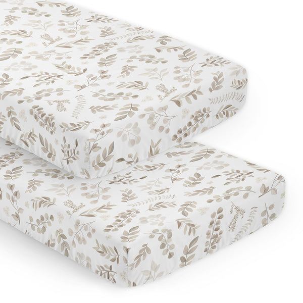 Botanical Taupe Collection 2 Pack Crib Sheets