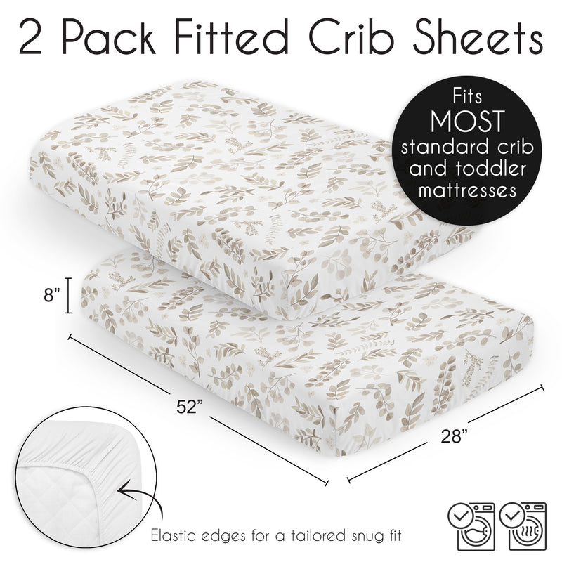 Botanical Taupe Collection 2 Pack Crib Sheets