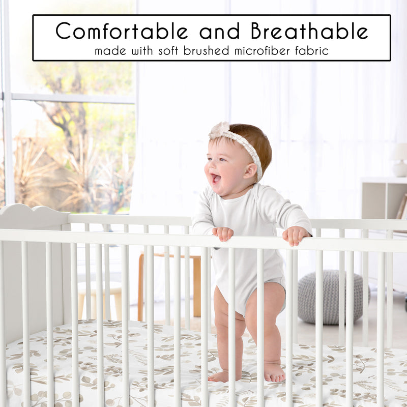 Botanical Taupe Collection Crib Sheet
